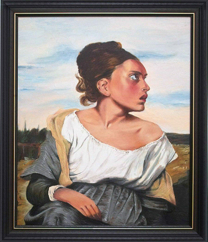 Girl Seated in a Cemetery by Eugène Delacroix - copy by Bozena Szymsiak, oil on canvas, 2011